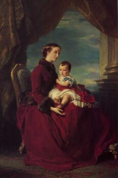 Franz Xavier Winterhalter : The Empress Eugenie Holding Louis Napoleon the Prince Imperial on her K